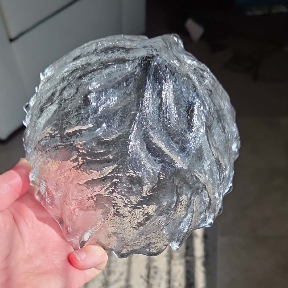Blenko Clear Glass Cabbage Leaf-Shaped Bowl - Picture 3 of 3